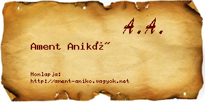 Ament Anikó névjegykártya
